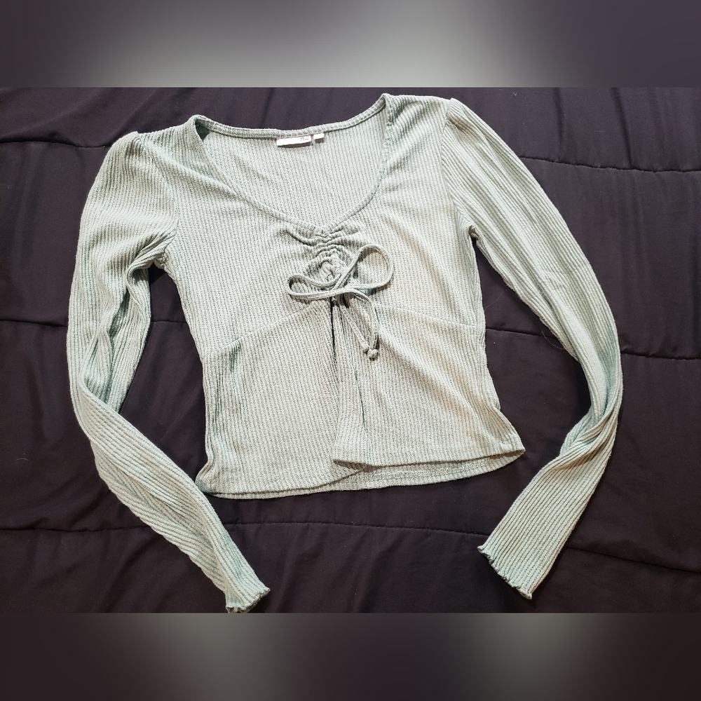So • Women's Ribbed Knit Top - Sage Green • Small
